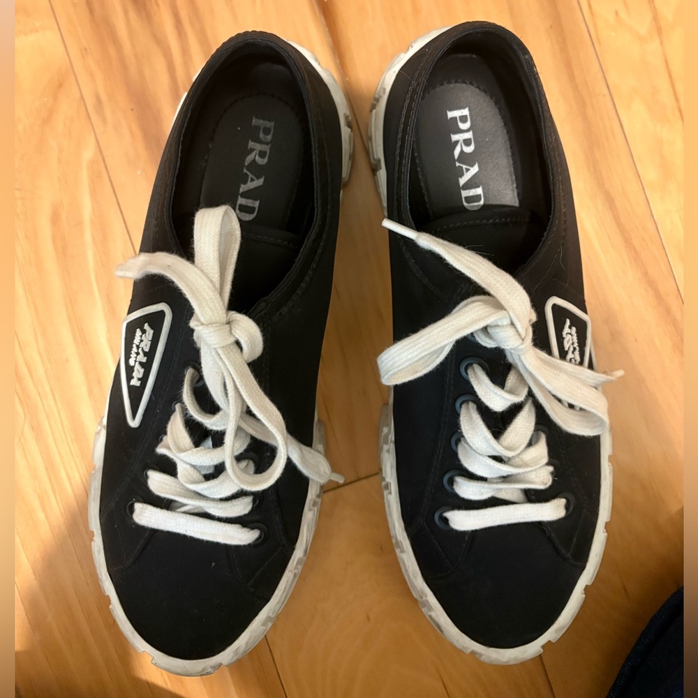 Prada black lug sole flatform sneakers, 40/10 - Picture 2 of 6
